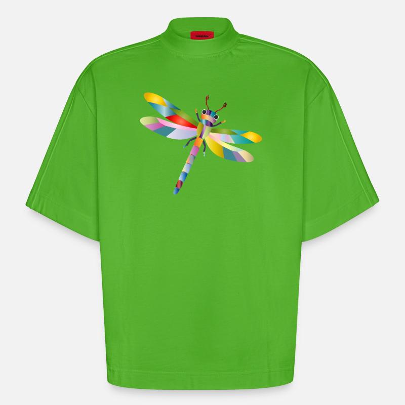 Bunte Libelle Regenbogen Stil - Heavyweight Oversized Organic Boxy T-Shirt Made in EU - Apple Neon
