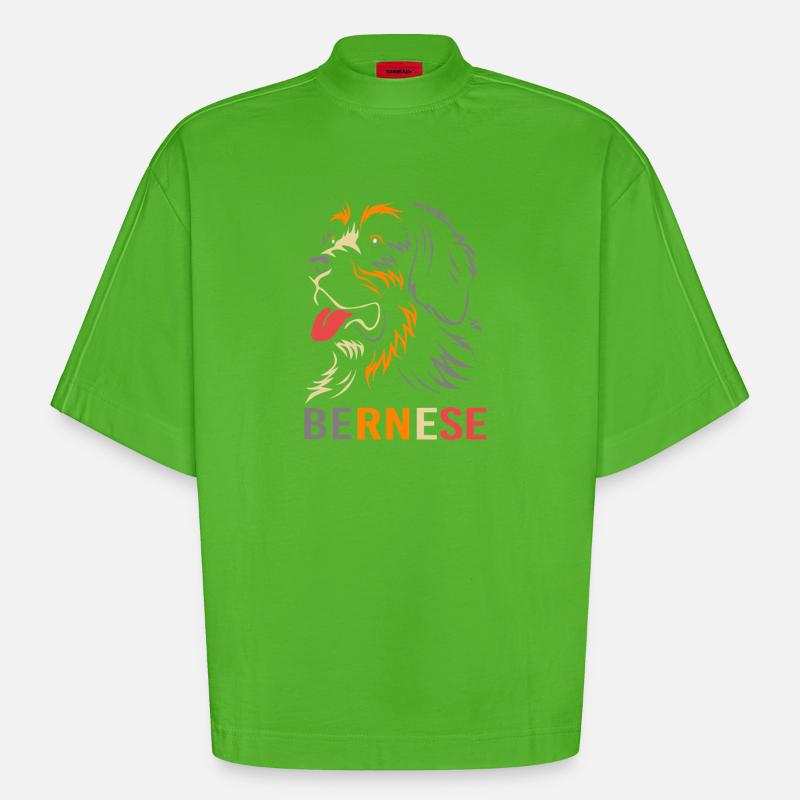 Bouvier bernois - T-shirt bio épais oversize Boxy fabriqué en UE - Apple Neon