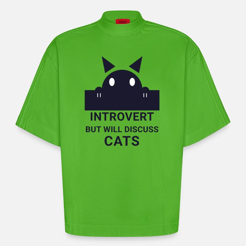 Introvertierter wird über Katzen sprechen - Heavyweight Oversized Organic Boxy T-Shirt Made in EU - Apple Neon