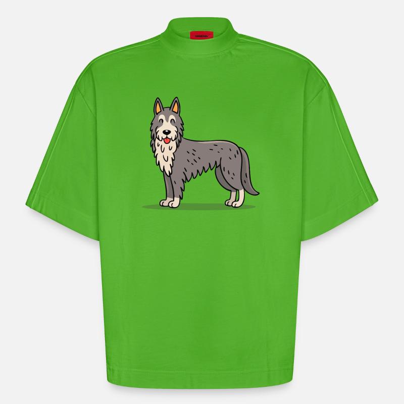 Irischer Wolfshund (Comic) - Heavyweight Oversized Organic Boxy T-Shirt Made in EU - Apple Neon