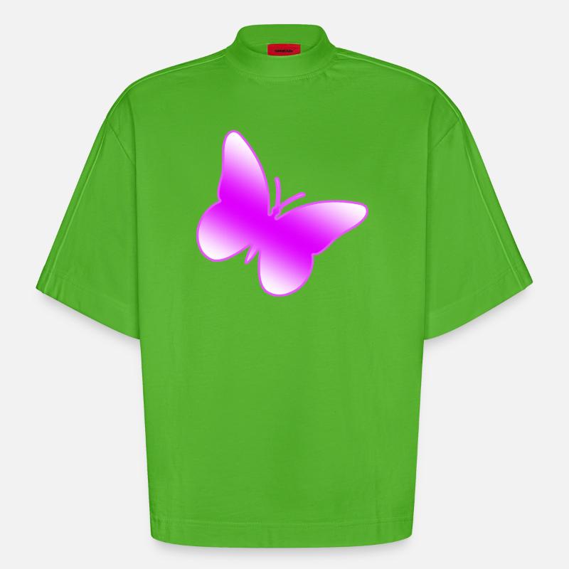 Papillon - T-shirt bio épais oversize Boxy fabriqué en UE - Apple Neon