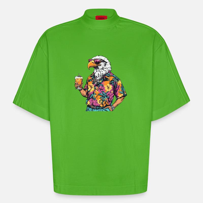 Eagle Comic Summer - Heavyweight Oversized Organic Boxy T-Shirt Made in EU - Apple Neon