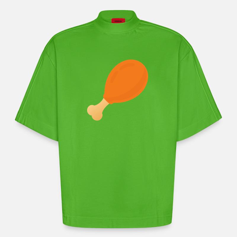 Pilon de poulet - T-shirt bio épais oversize Boxy fabriqué en UE - Apple Neon