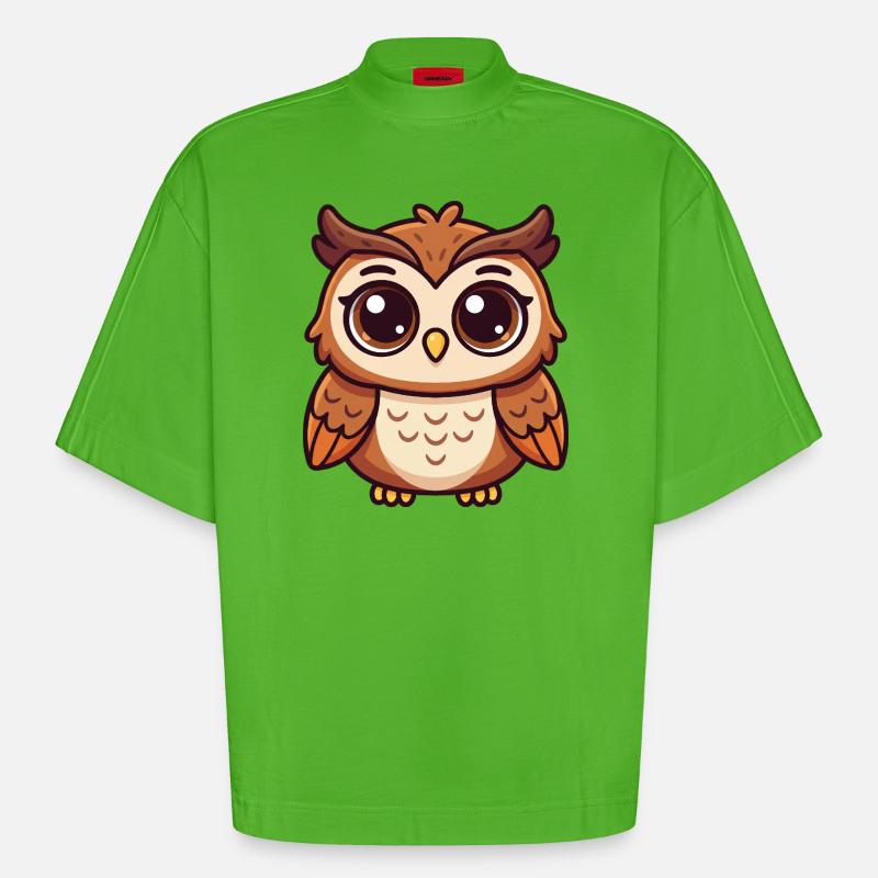 Verspielte Eule - Heavyweight Oversized Organic Boxy T-Shirt Made in EU - Apple Neon