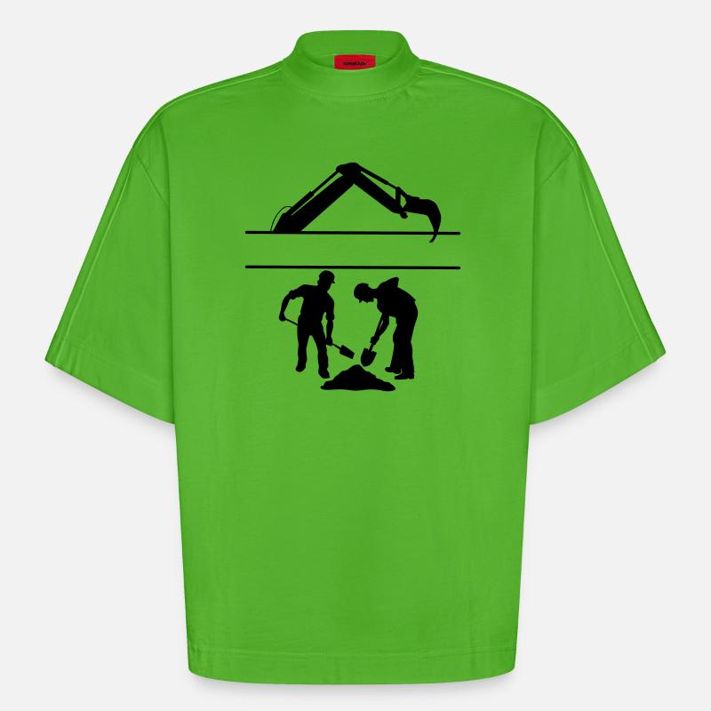 Groundworkers Custom – Digging Team - Heavyweight Oversized Organic Boxy T-Shirt Made in EU - Apple Neon