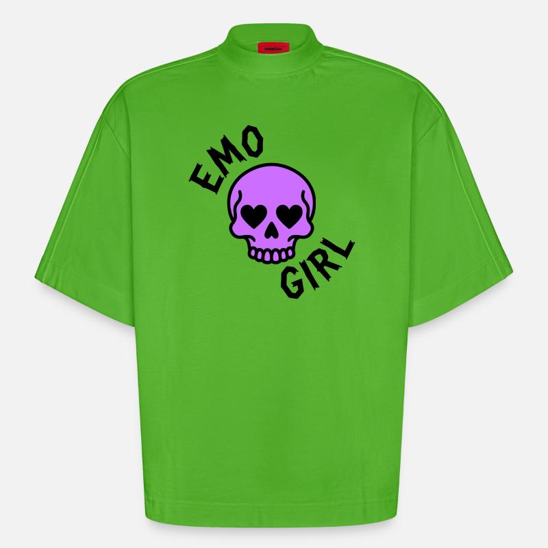 Fille emo - T-shirt bio épais oversize Boxy fabriqué en UE - Apple Neon