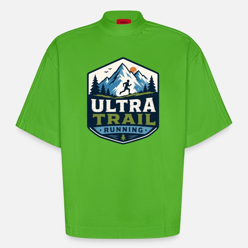 Ultra-Trailrunning - Heavyweight Oversized Organic Boxy T-Shirt Made in EU - Apple Neon