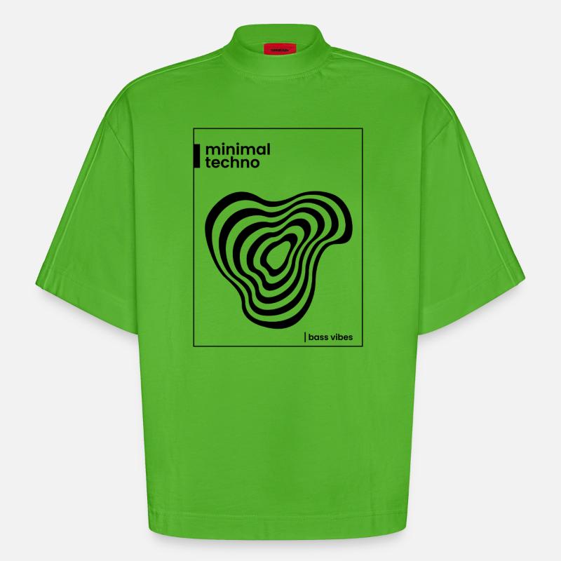 Conception minimale de l’affiche techno - T-shirt bio épais oversize Boxy fabriqué en UE - Apple Neon