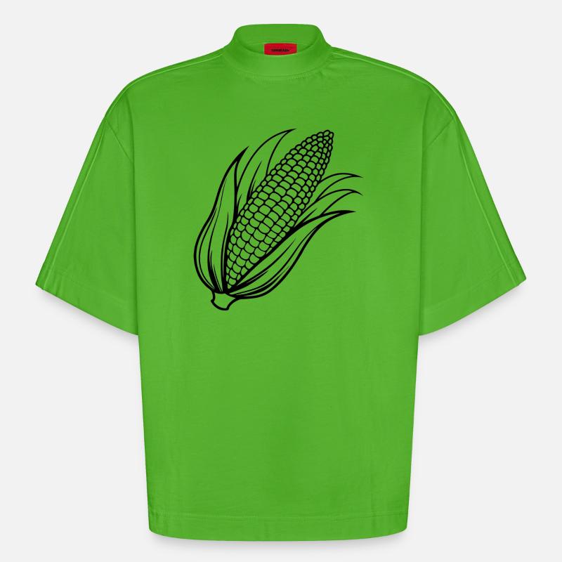 Corn - Heavyweight Oversized Organic Boxy T-Shirt Made in EU - Apple Neon