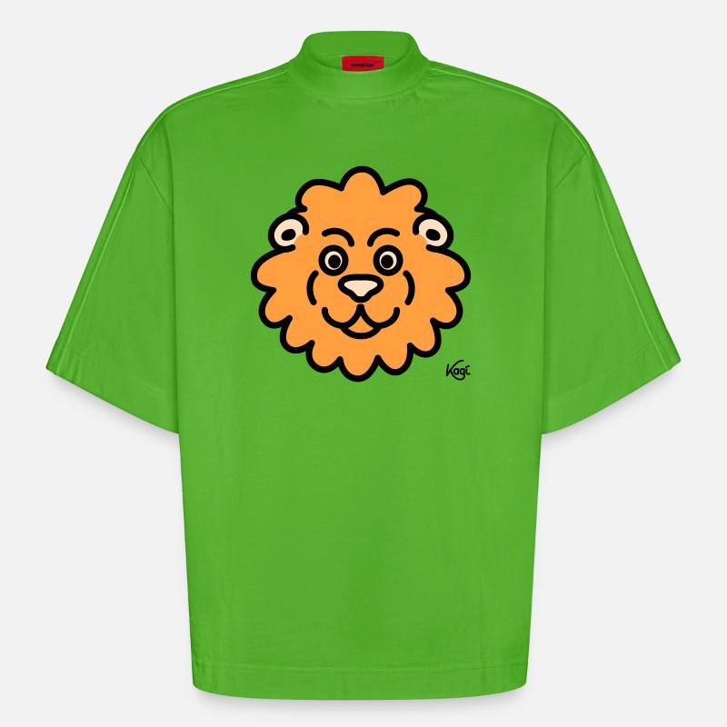 Löwe groß - Heavyweight Oversized Organic Boxy T-Shirt Made in EU - Apple Neon