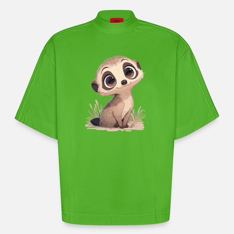 Suricate Erdmännchen - T-shirt bio épais oversize Boxy fabriqué en UE - Apple Neon