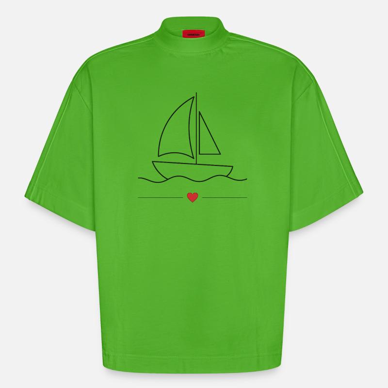 Motorboot-Sportboot - Heavyweight Oversized Organic Boxy T-Shirt Made in EU - Apple Neon