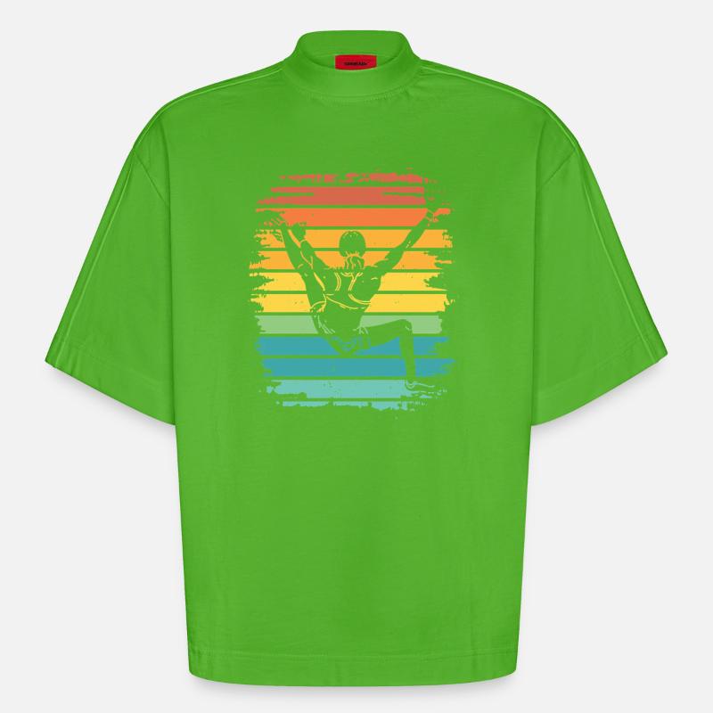 Bloc de bloc de Boulderer - T-shirt bio épais oversize Boxy fabriqué en UE - Apple Neon