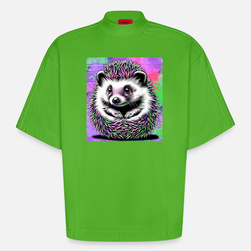 hérisson - T-shirt bio épais oversize Boxy fabriqué en UE - Apple Neon