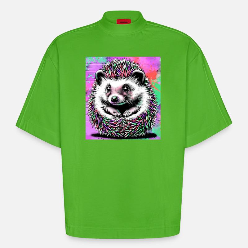 hérisson - T-shirt bio épais oversize Boxy fabriqué en UE - Apple Neon