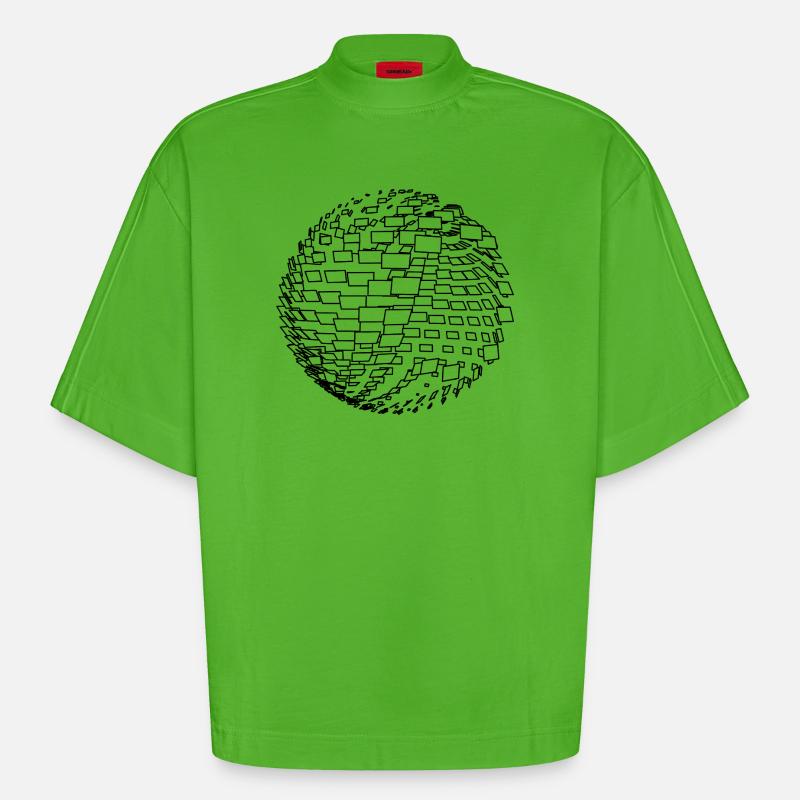 Sphère paramétrique - T-shirt bio épais oversize Boxy fabriqué en UE - Apple Neon