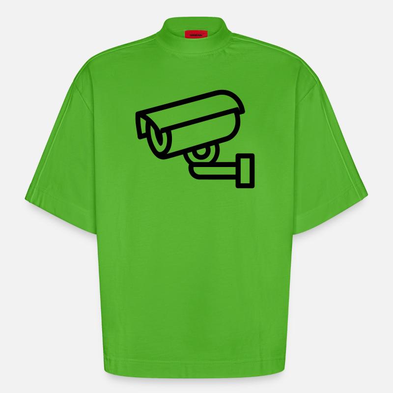 caméra - T-shirt bio épais oversize Boxy fabriqué en UE - Apple Neon