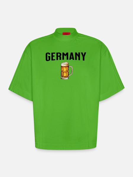 Germany Beer - Heavyweight Oversized Organic Boxy T-Shirt Made in EU - Apple Neon