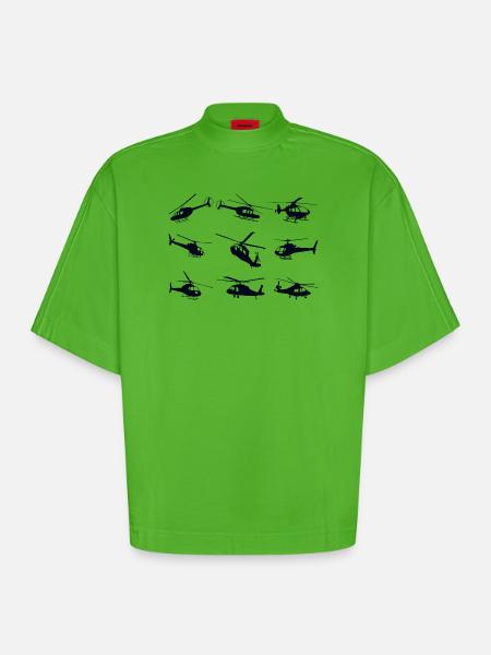 Helicopter Helicopeter - Heavyweight Oversized Organic Boxy T-Shirt Made in EU - Apple Neon