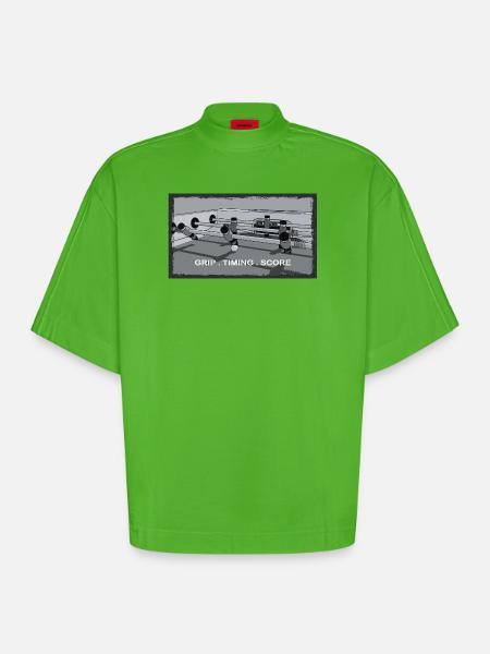 Foosball – Grip, Timing, Goal - Heavyweight Oversized Organic Boxy T-Shirt Made in EU - Apple Neon