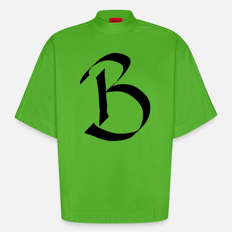 Buchstabe B - Heavyweight Oversized Organic Boxy T-Shirt Made in EU - Apple Neon
