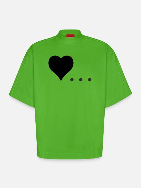 Heart with Three Dots – Symbol Design - Heavyweight Oversized Organic Boxy T-Shirt Made in EU - Apple Neon
