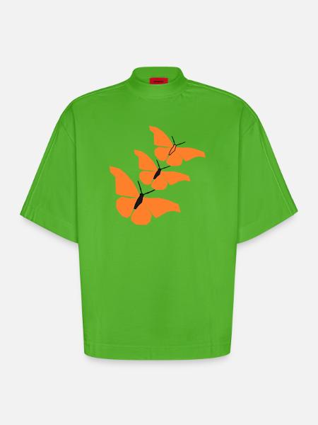 3_schmetterlinge_22 - T-shirt bio épais oversize Boxy fabriqué en UE - Apple Neon