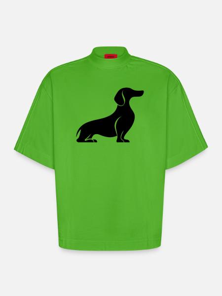 Dackel - Heavyweight Oversized Organic Boxy T-Shirt Made in EU - Apple Neon