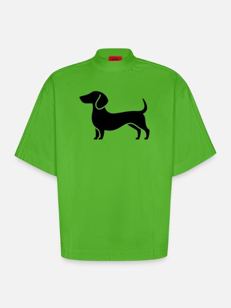 dachshund - Heavyweight Oversized Organic Boxy T-Shirt Made in EU - Apple Neon