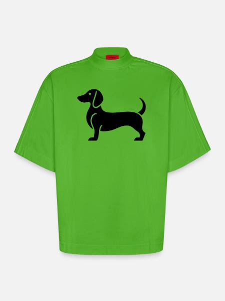 Dackel - Heavyweight Oversized Organic Boxy T-Shirt Made in EU - Apple Neon