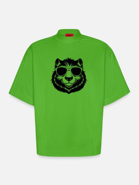 Kapybara mit Sonnenbrille - Heavyweight Oversized Organic Boxy T-Shirt Made in EU - Apple Neon