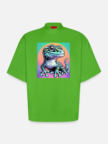 Gecko - Heavyweight Oversized Organic Boxy T-Shirt Made in EU - Apple Neon