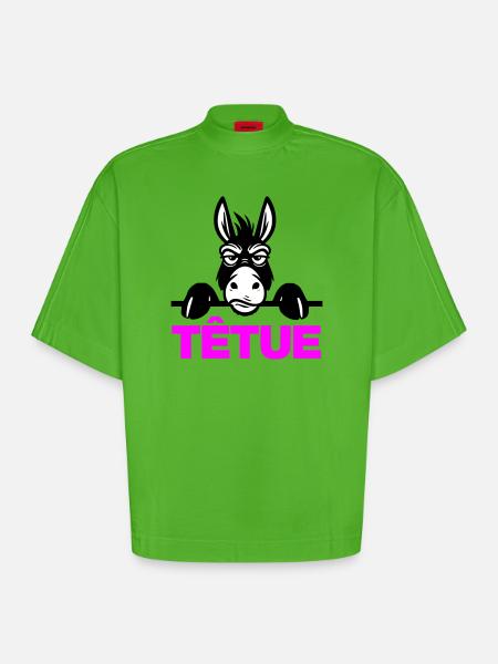 Hartnäckig - Heavyweight Oversized Organic Boxy T-Shirt Made in EU - Apple Neon