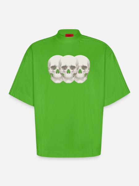 neoklassische Schädel - Heavyweight Oversized Organic Boxy T-Shirt Made in EU - Apple Neon