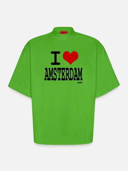 i love amsterdam - Heavyweight Oversized Organic Boxy T-Shirt Made in EU - Apple Neon