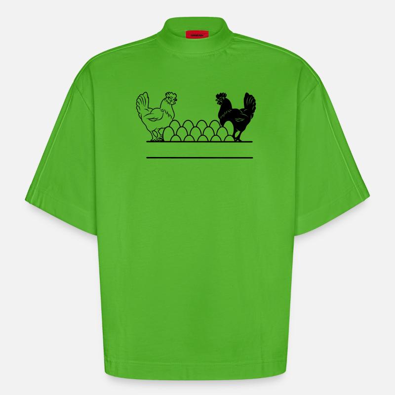 Hähnchen dunkles und helles Monogramm - Heavyweight Oversized Organic Boxy T-Shirt Made in EU - Apple Neon