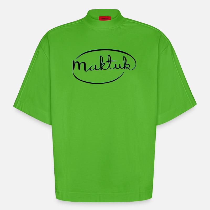 MakeKita Mint Script - T-shirt bio épais oversize Boxy fabriqué en UE - Apple Neon