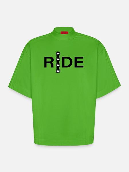 Chain Lines Minimal Design - Heavyweight Oversized Organic Boxy T-Shirt Made in EU - Apple Neon