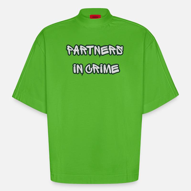 Komplizen-Graffiti - Heavyweight Oversized Organic Boxy T-Shirt Made in EU - Apple Neon
