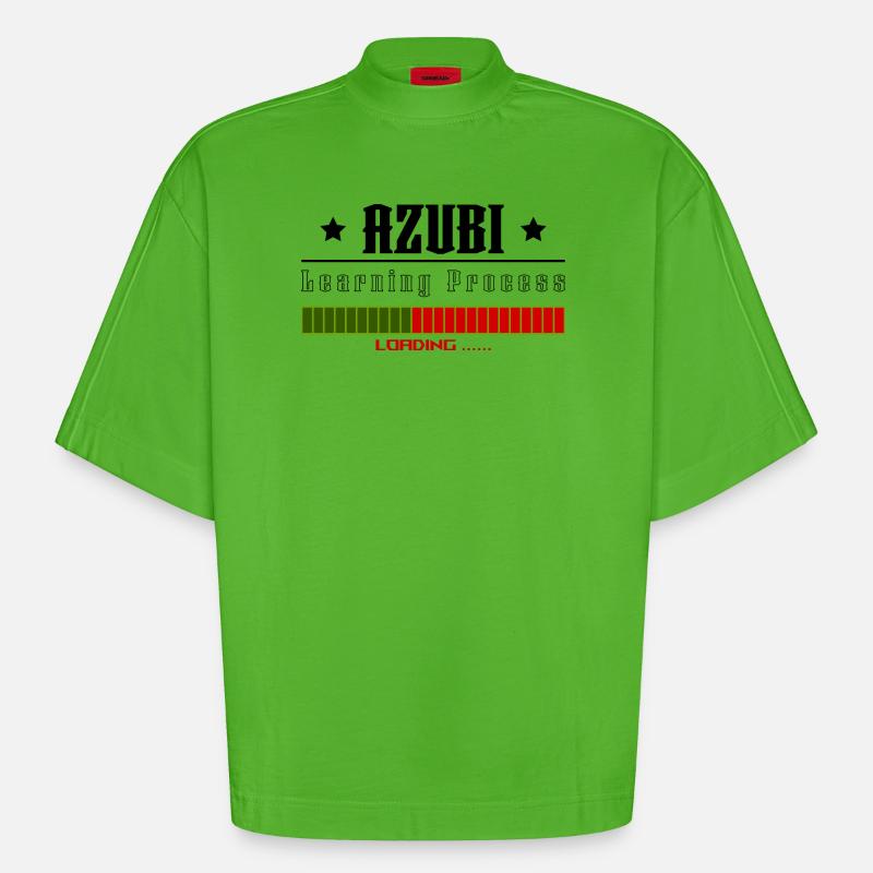 AZUBI learning process loading white tshirt - Heavyweight Oversized Organic Boxy T-Shirt Made in EU - Apple Neon