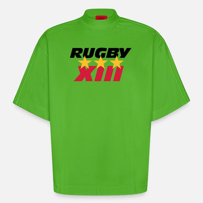 Rugby XIII - Heavyweight Oversized Organic Boxy T-Shirt Made in EU - Apple Neon