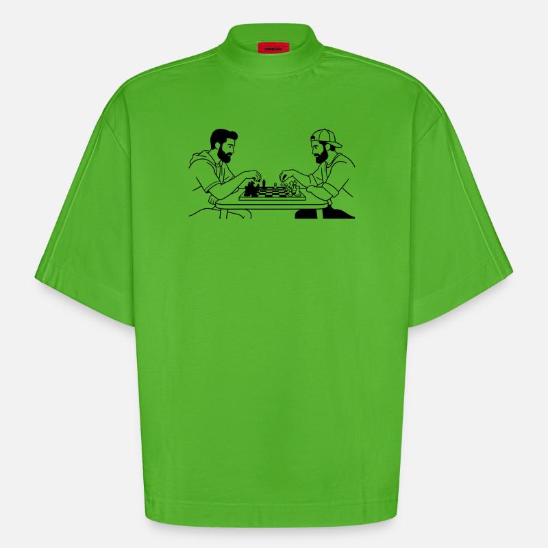 échecs - T-shirt bio épais oversize Boxy fabriqué en UE - Apple Neon