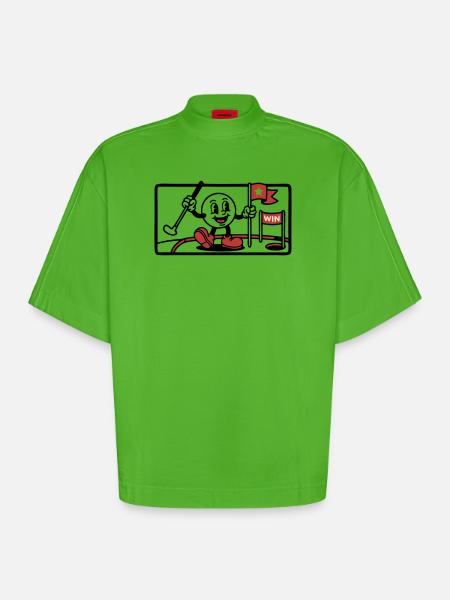 Minigolf Retro Cartoon Golfball JGA Team - Heavyweight Oversized Organic Boxy T-Shirt Made in EU - Apple Neon