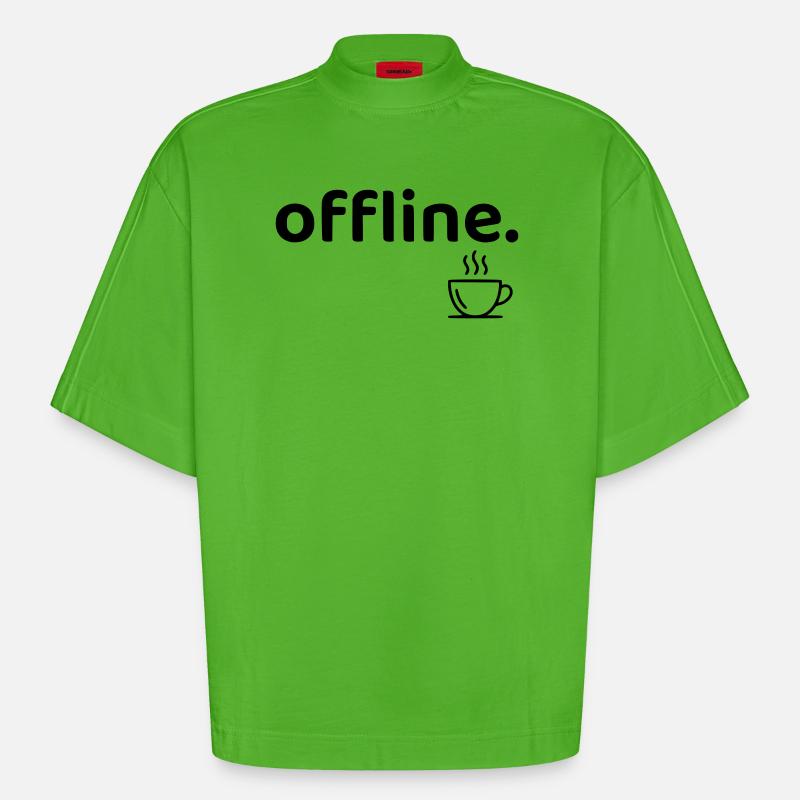 Offline minimalistisches Kaffee-Hemd - Heavyweight Oversized Organic Boxy T-Shirt Made in EU - Apple Neon
