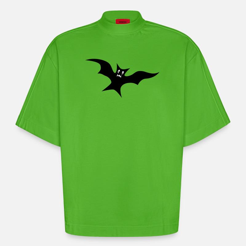 Bat - Heavyweight Oversized Organic Boxy T-Shirt Made in EU - Apple Neon