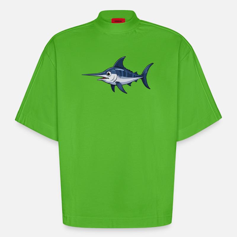 Marlin in Blue – Vector - T-shirt bio épais oversize Boxy fabriqué en UE - Apple Neon