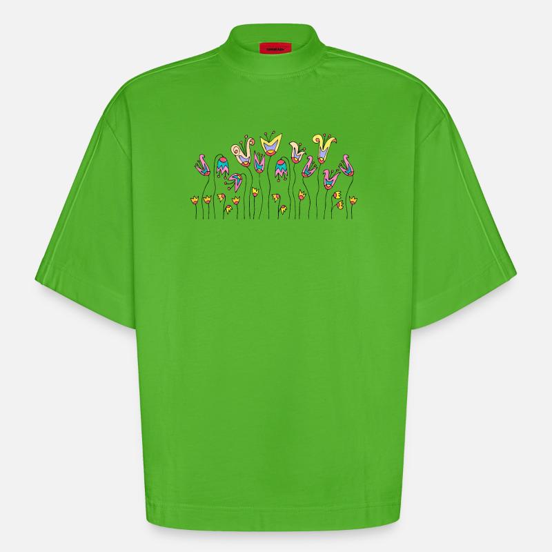 Fleur - T-shirt bio épais oversize Boxy fabriqué en UE - Apple Neon