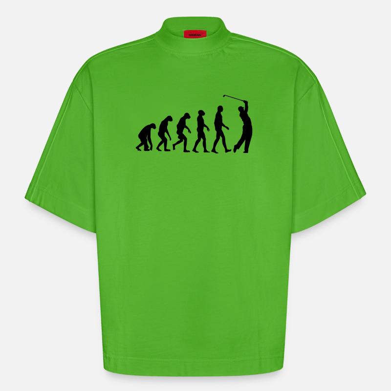 Golf Evolution Golfing - Heavyweight Oversized Organic Boxy T-Shirt Made in EU - Apple Neon