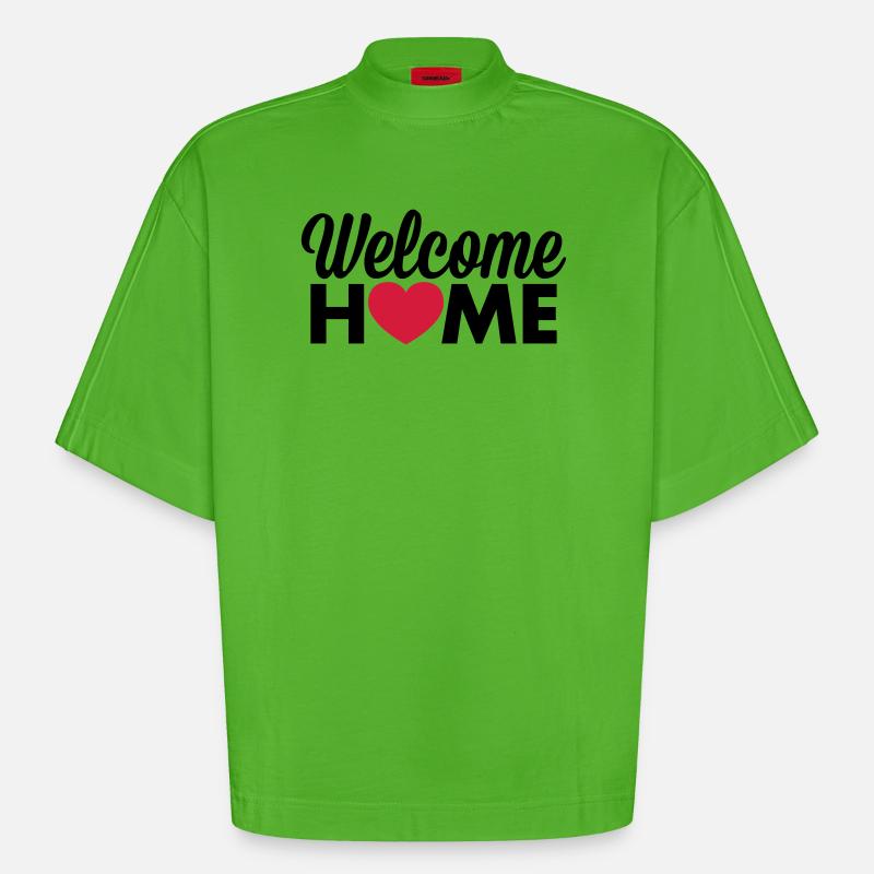 Willkommen zu Hause Herz - Heavyweight Oversized Organic Boxy T-Shirt Made in EU - Apple Neon