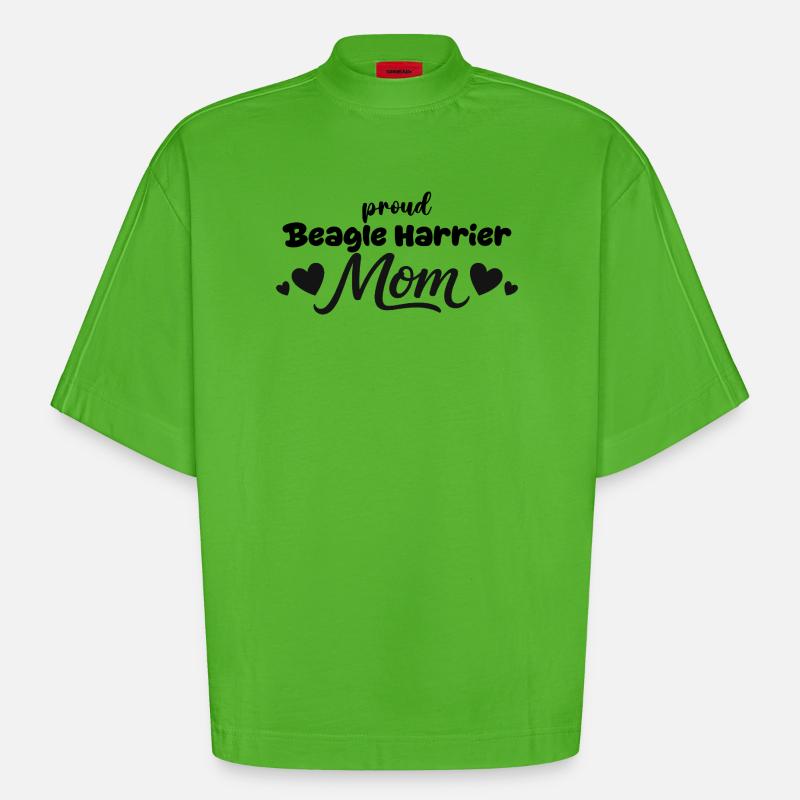 Stolze Beagle Harrier Mutter, Beagle-harrier - Heavyweight Oversized Organic Boxy T-Shirt Made in EU - Apple Neon